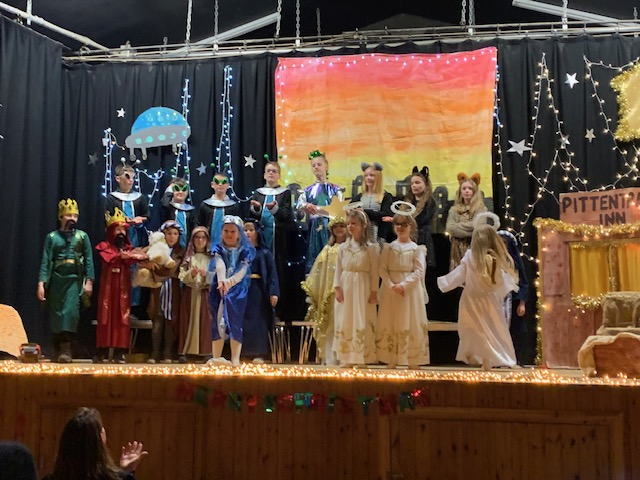 Joshua and his pals in their version of the Nativity this year - Christmas with the Aliens!
